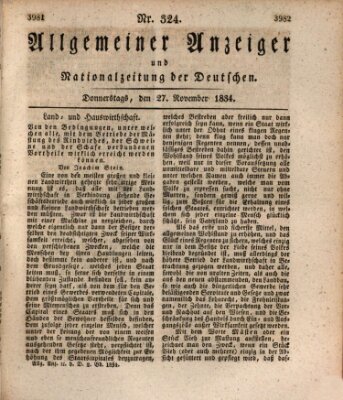 Allgemeiner Anzeiger und Nationalzeitung der Deutschen (Allgemeiner Anzeiger der Deutschen) Donnerstag 27. November 1834