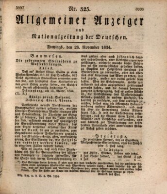 Allgemeiner Anzeiger und Nationalzeitung der Deutschen (Allgemeiner Anzeiger der Deutschen) Freitag 28. November 1834