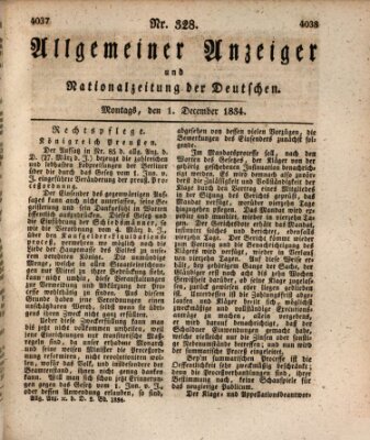 Allgemeiner Anzeiger und Nationalzeitung der Deutschen (Allgemeiner Anzeiger der Deutschen) Montag 1. Dezember 1834