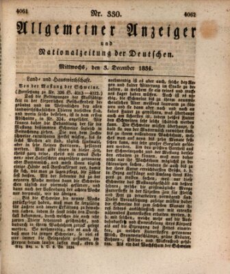 Allgemeiner Anzeiger und Nationalzeitung der Deutschen (Allgemeiner Anzeiger der Deutschen) Mittwoch 3. Dezember 1834