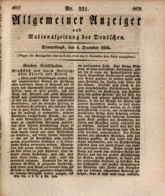 Allgemeiner Anzeiger und Nationalzeitung der Deutschen (Allgemeiner Anzeiger der Deutschen) Donnerstag 4. Dezember 1834