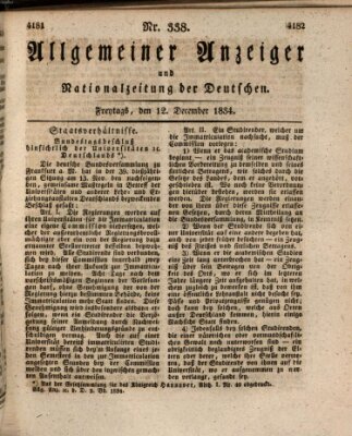 Allgemeiner Anzeiger und Nationalzeitung der Deutschen (Allgemeiner Anzeiger der Deutschen) Freitag 12. Dezember 1834