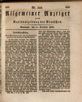 Allgemeiner Anzeiger und Nationalzeitung der Deutschen (Allgemeiner Anzeiger der Deutschen) Sonntag 14. Dezember 1834