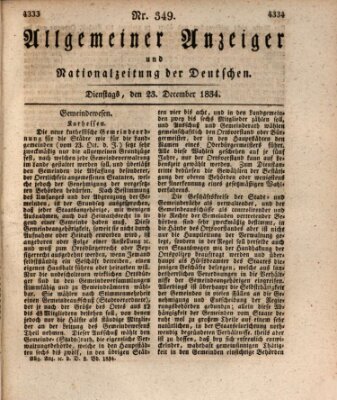 Allgemeiner Anzeiger und Nationalzeitung der Deutschen (Allgemeiner Anzeiger der Deutschen) Dienstag 23. Dezember 1834