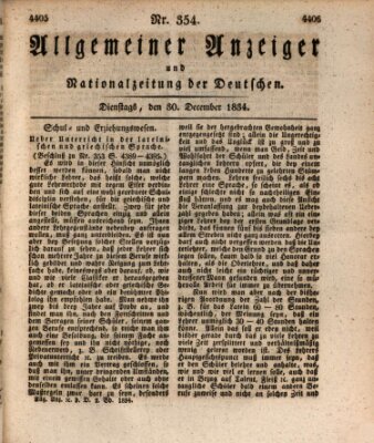 Allgemeiner Anzeiger und Nationalzeitung der Deutschen (Allgemeiner Anzeiger der Deutschen) Dienstag 30. Dezember 1834