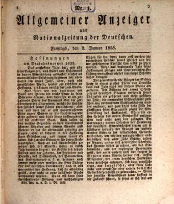 Allgemeiner Anzeiger und Nationalzeitung der Deutschen (Allgemeiner Anzeiger der Deutschen) Freitag 2. Januar 1835