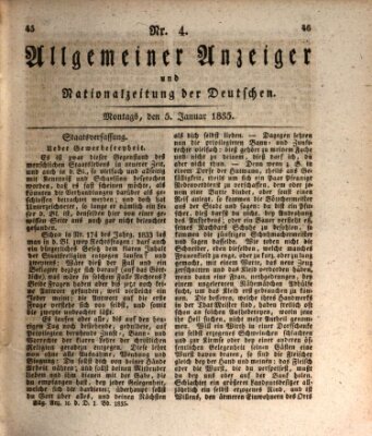 Allgemeiner Anzeiger und Nationalzeitung der Deutschen (Allgemeiner Anzeiger der Deutschen) Montag 5. Januar 1835