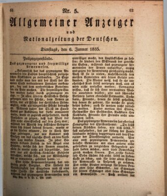 Allgemeiner Anzeiger und Nationalzeitung der Deutschen (Allgemeiner Anzeiger der Deutschen) Dienstag 6. Januar 1835