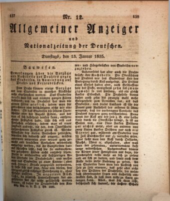 Allgemeiner Anzeiger und Nationalzeitung der Deutschen (Allgemeiner Anzeiger der Deutschen) Dienstag 13. Januar 1835