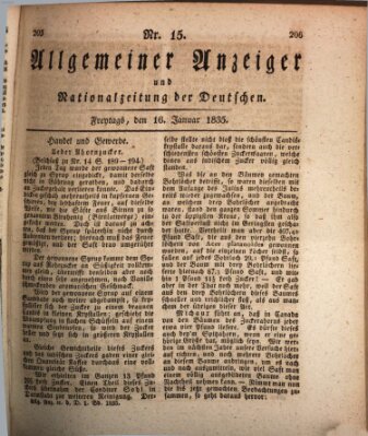 Allgemeiner Anzeiger und Nationalzeitung der Deutschen (Allgemeiner Anzeiger der Deutschen) Freitag 16. Januar 1835