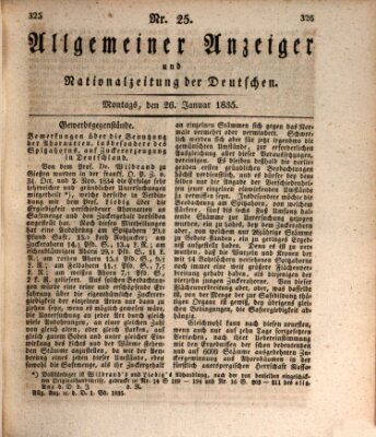 Allgemeiner Anzeiger und Nationalzeitung der Deutschen (Allgemeiner Anzeiger der Deutschen) Montag 26. Januar 1835