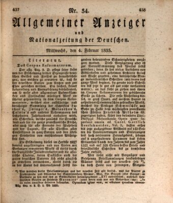 Allgemeiner Anzeiger und Nationalzeitung der Deutschen (Allgemeiner Anzeiger der Deutschen) Mittwoch 4. Februar 1835