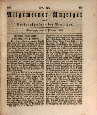 Allgemeiner Anzeiger und Nationalzeitung der Deutschen (Allgemeiner Anzeiger der Deutschen) Sonntag 8. Februar 1835