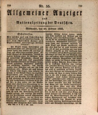 Allgemeiner Anzeiger und Nationalzeitung der Deutschen (Allgemeiner Anzeiger der Deutschen) Mittwoch 25. Februar 1835