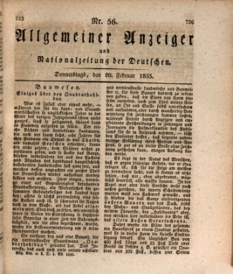 Allgemeiner Anzeiger und Nationalzeitung der Deutschen (Allgemeiner Anzeiger der Deutschen) Donnerstag 26. Februar 1835