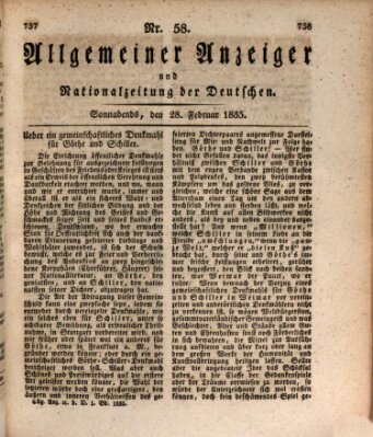 Allgemeiner Anzeiger und Nationalzeitung der Deutschen (Allgemeiner Anzeiger der Deutschen) Samstag 28. Februar 1835