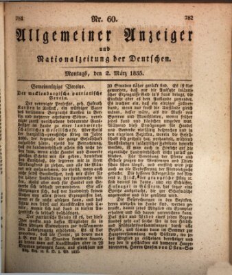 Allgemeiner Anzeiger und Nationalzeitung der Deutschen (Allgemeiner Anzeiger der Deutschen) Montag 2. März 1835