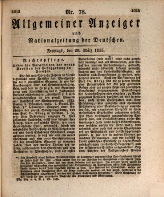 Allgemeiner Anzeiger und Nationalzeitung der Deutschen (Allgemeiner Anzeiger der Deutschen) Freitag 20. März 1835