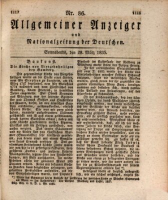 Allgemeiner Anzeiger und Nationalzeitung der Deutschen (Allgemeiner Anzeiger der Deutschen) Samstag 28. März 1835