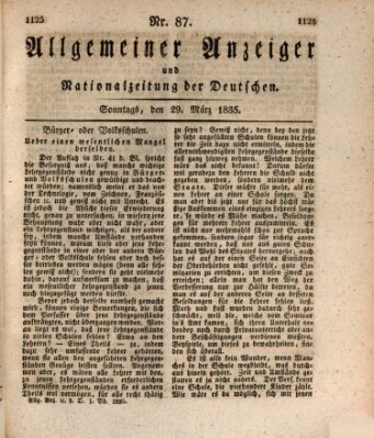 Allgemeiner Anzeiger und Nationalzeitung der Deutschen (Allgemeiner Anzeiger der Deutschen) Sonntag 29. März 1835