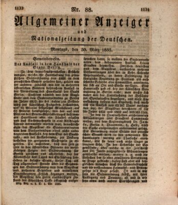 Allgemeiner Anzeiger und Nationalzeitung der Deutschen (Allgemeiner Anzeiger der Deutschen) Montag 30. März 1835