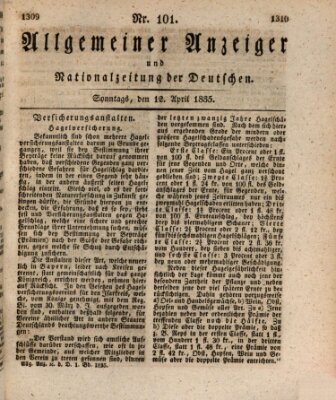 Allgemeiner Anzeiger und Nationalzeitung der Deutschen (Allgemeiner Anzeiger der Deutschen) Sonntag 12. April 1835