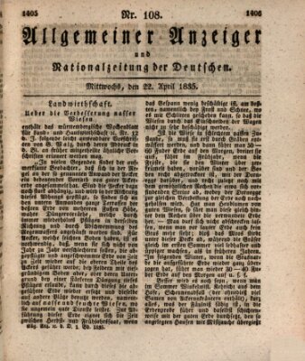 Allgemeiner Anzeiger und Nationalzeitung der Deutschen (Allgemeiner Anzeiger der Deutschen) Mittwoch 22. April 1835