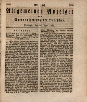 Allgemeiner Anzeiger und Nationalzeitung der Deutschen (Allgemeiner Anzeiger der Deutschen) Freitag 24. April 1835