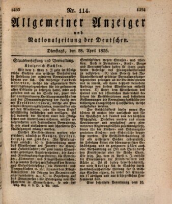 Allgemeiner Anzeiger und Nationalzeitung der Deutschen (Allgemeiner Anzeiger der Deutschen) Dienstag 28. April 1835