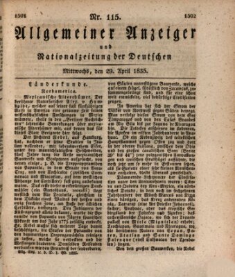 Allgemeiner Anzeiger und Nationalzeitung der Deutschen (Allgemeiner Anzeiger der Deutschen) Mittwoch 29. April 1835