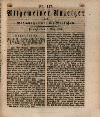 Allgemeiner Anzeiger und Nationalzeitung der Deutschen (Allgemeiner Anzeiger der Deutschen) Freitag 1. Mai 1835