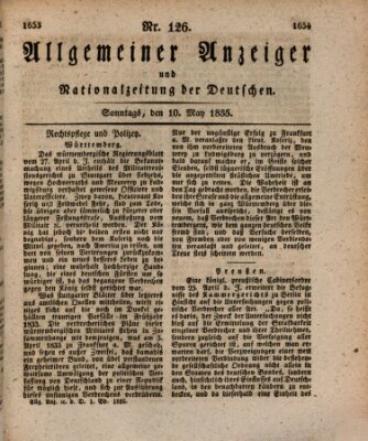 Allgemeiner Anzeiger und Nationalzeitung der Deutschen (Allgemeiner Anzeiger der Deutschen) Sonntag 10. Mai 1835