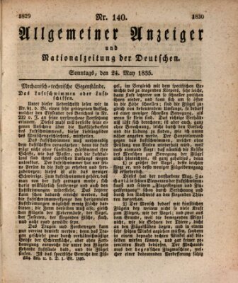 Allgemeiner Anzeiger und Nationalzeitung der Deutschen (Allgemeiner Anzeiger der Deutschen) Sonntag 24. Mai 1835