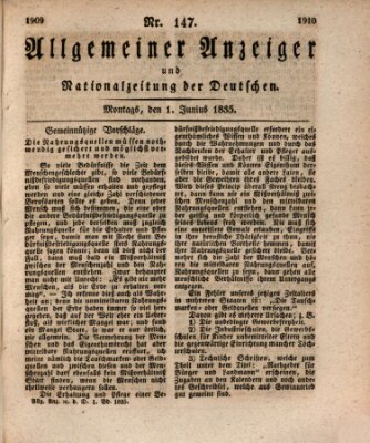 Allgemeiner Anzeiger und Nationalzeitung der Deutschen (Allgemeiner Anzeiger der Deutschen) Montag 1. Juni 1835