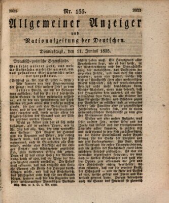 Allgemeiner Anzeiger und Nationalzeitung der Deutschen (Allgemeiner Anzeiger der Deutschen) Donnerstag 11. Juni 1835