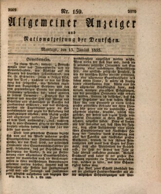 Allgemeiner Anzeiger und Nationalzeitung der Deutschen (Allgemeiner Anzeiger der Deutschen) Montag 15. Juni 1835