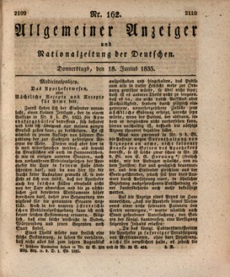 Allgemeiner Anzeiger und Nationalzeitung der Deutschen (Allgemeiner Anzeiger der Deutschen) Donnerstag 18. Juni 1835