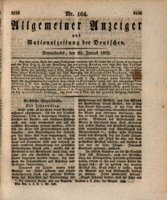 Allgemeiner Anzeiger und Nationalzeitung der Deutschen (Allgemeiner Anzeiger der Deutschen) Samstag 20. Juni 1835