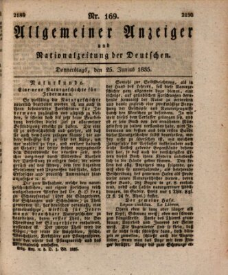 Allgemeiner Anzeiger und Nationalzeitung der Deutschen (Allgemeiner Anzeiger der Deutschen) Donnerstag 25. Juni 1835