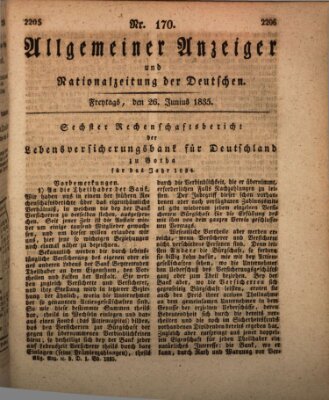 Allgemeiner Anzeiger und Nationalzeitung der Deutschen (Allgemeiner Anzeiger der Deutschen) Freitag 26. Juni 1835