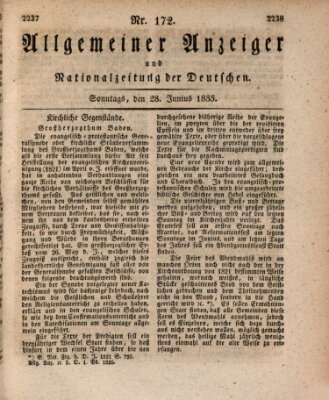 Allgemeiner Anzeiger und Nationalzeitung der Deutschen (Allgemeiner Anzeiger der Deutschen) Sonntag 28. Juni 1835