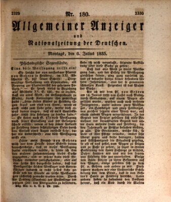 Allgemeiner Anzeiger und Nationalzeitung der Deutschen (Allgemeiner Anzeiger der Deutschen) Montag 6. Juli 1835