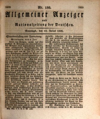 Allgemeiner Anzeiger und Nationalzeitung der Deutschen (Allgemeiner Anzeiger der Deutschen) Sonntag 12. Juli 1835