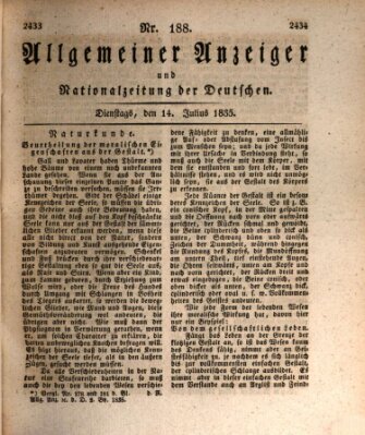 Allgemeiner Anzeiger und Nationalzeitung der Deutschen (Allgemeiner Anzeiger der Deutschen) Dienstag 14. Juli 1835