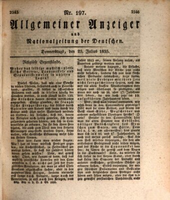 Allgemeiner Anzeiger und Nationalzeitung der Deutschen (Allgemeiner Anzeiger der Deutschen) Donnerstag 23. Juli 1835