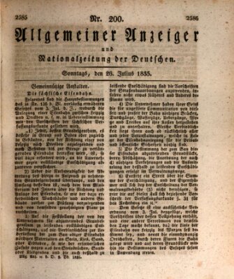 Allgemeiner Anzeiger und Nationalzeitung der Deutschen (Allgemeiner Anzeiger der Deutschen) Sonntag 26. Juli 1835