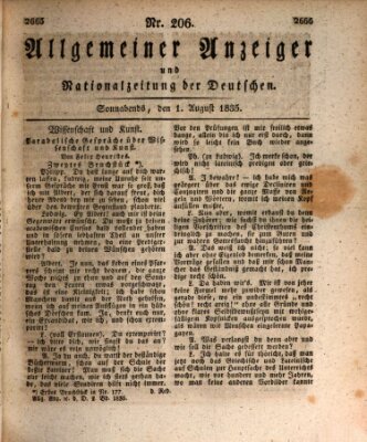 Allgemeiner Anzeiger und Nationalzeitung der Deutschen (Allgemeiner Anzeiger der Deutschen) Samstag 1. August 1835