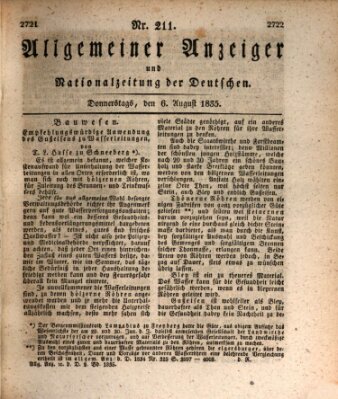 Allgemeiner Anzeiger und Nationalzeitung der Deutschen (Allgemeiner Anzeiger der Deutschen) Donnerstag 6. August 1835