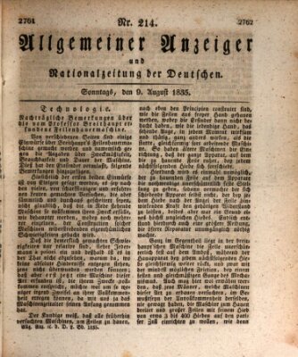 Allgemeiner Anzeiger und Nationalzeitung der Deutschen (Allgemeiner Anzeiger der Deutschen) Sonntag 9. August 1835