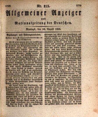 Allgemeiner Anzeiger und Nationalzeitung der Deutschen (Allgemeiner Anzeiger der Deutschen) Montag 10. August 1835